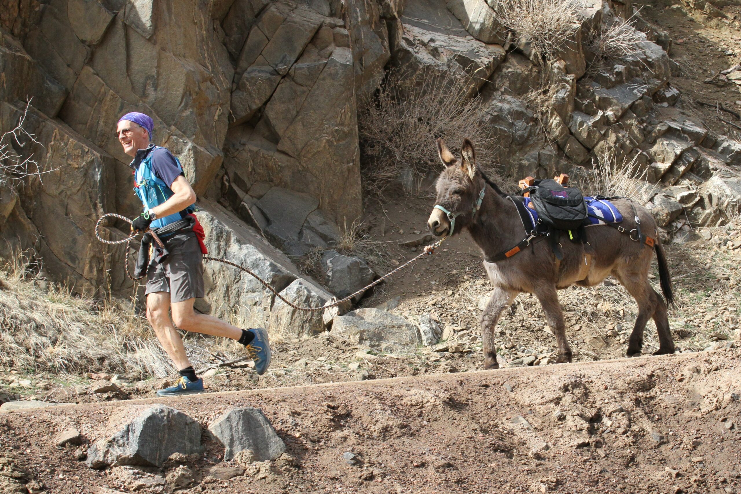 Runner with burro.