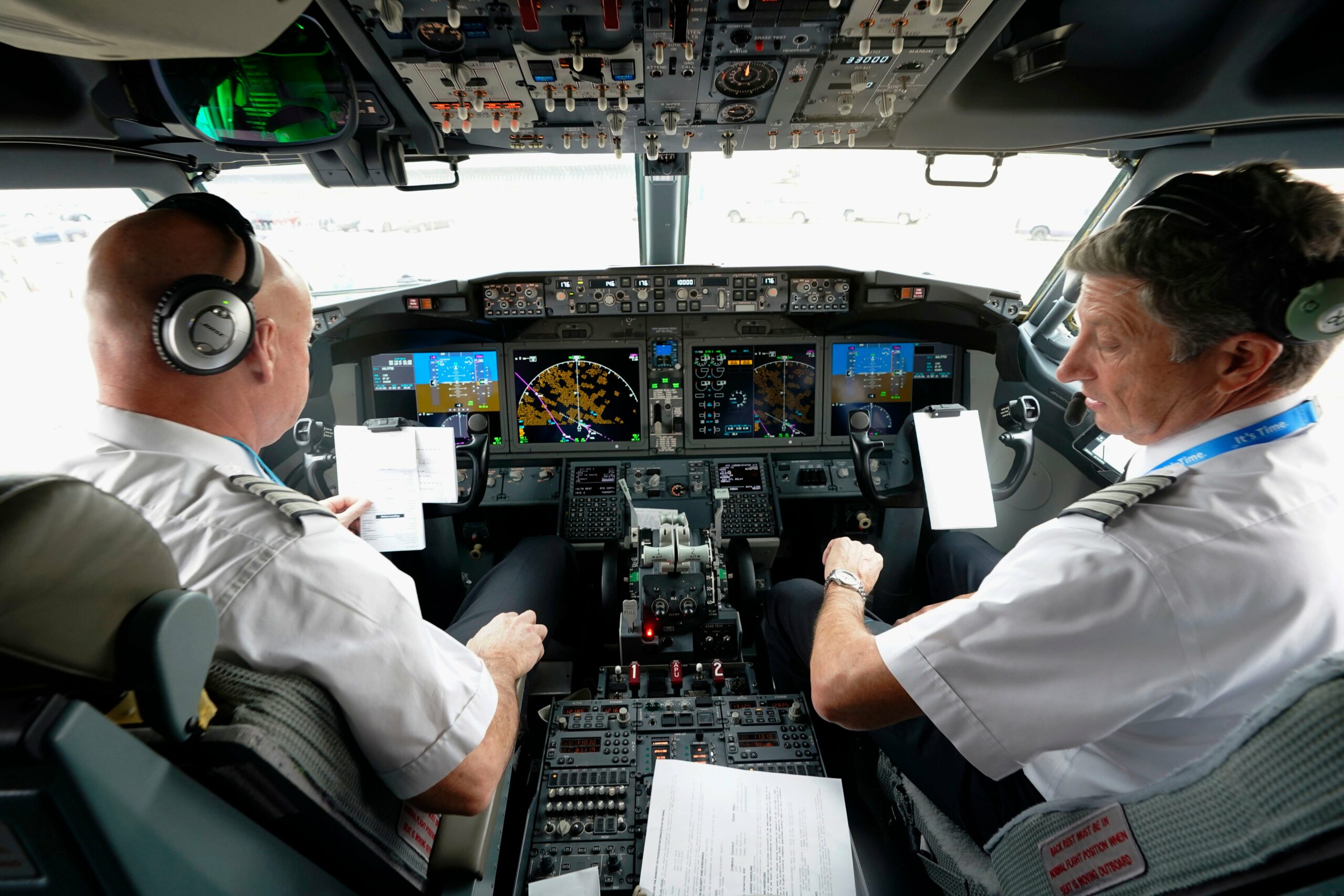 Pilots doing a checklist